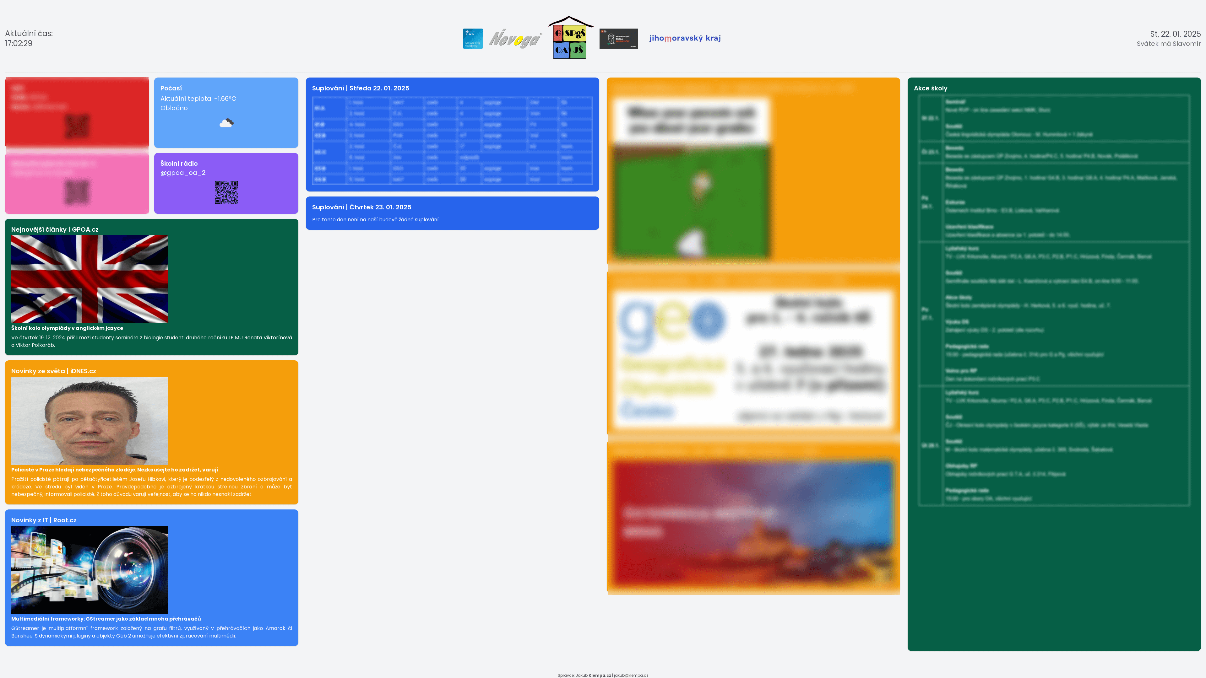 Screenshot digitální nástěnky Vombat